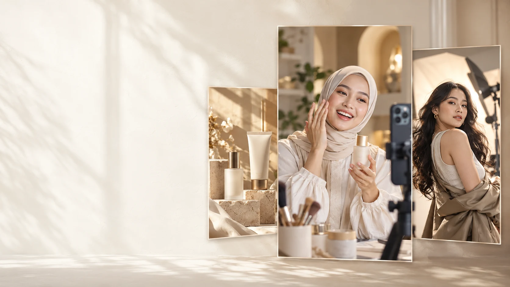 Kreator membuat konten media sosial untuk produk kecantikan